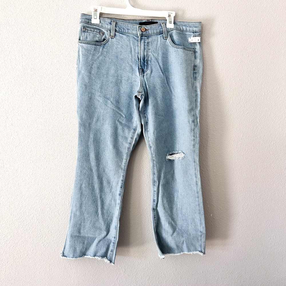 NEW J. Brand Selena Gigi Deconstruct Cropped Jeans Pants Women's Size 31 Raw Hem
